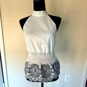 WHBM White Cotton Peplum Sleeveless Sz 2